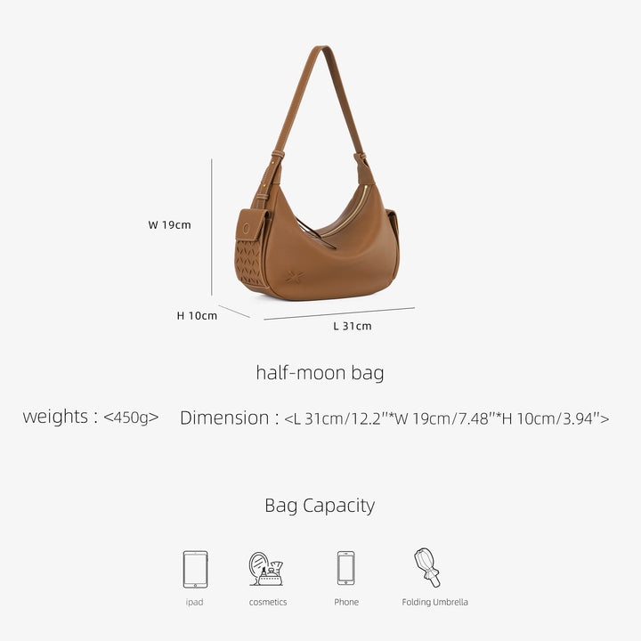 GIIM MII "Vientiane" SeriesHalf-moon bag, cowhide pillow bag single-shoulder cross-body bag  large-capacity soft bag