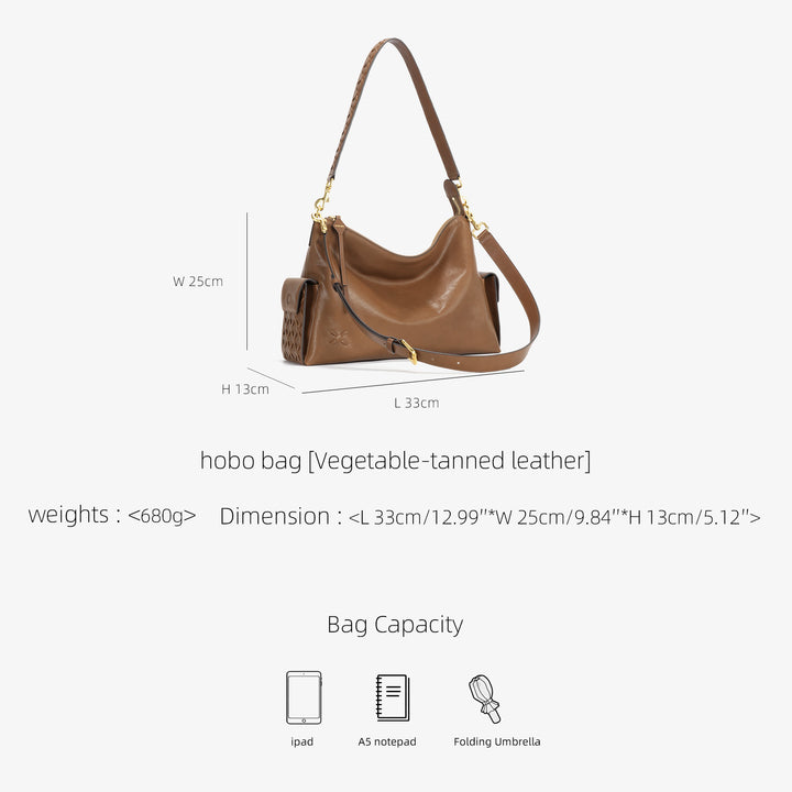 GIIM MII "Vientiane" Series Gabrielle Hobo Bag Vegetable-tanned leather
