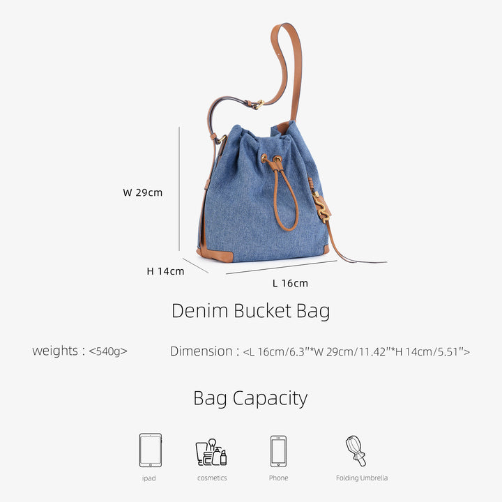 GIIM MII "Huo er " Series Bucket Bag large size denim
