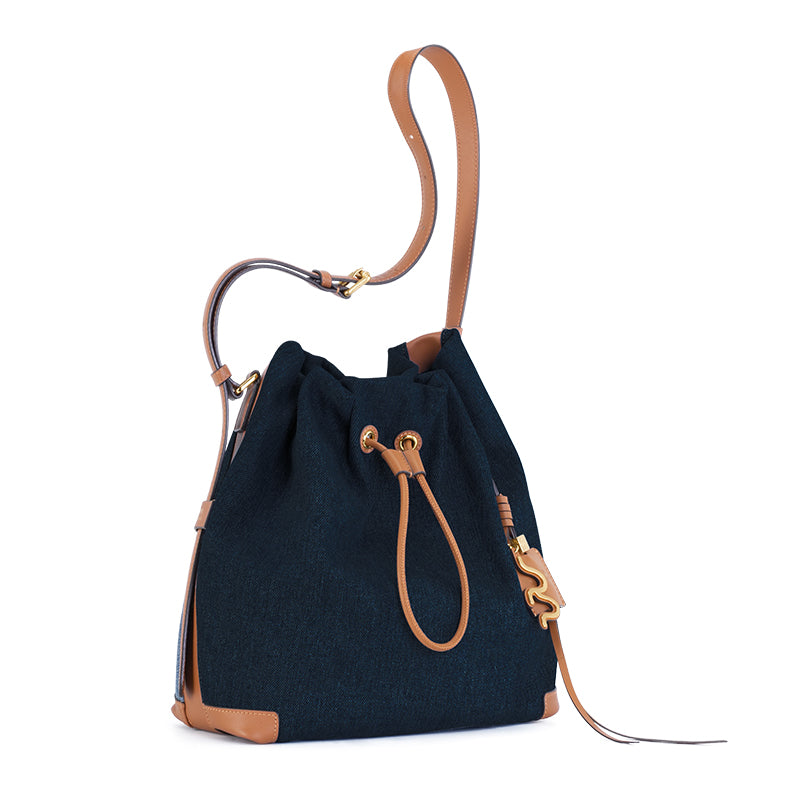 GIIM MII "Huo er " Series Bucket Bag large size denim