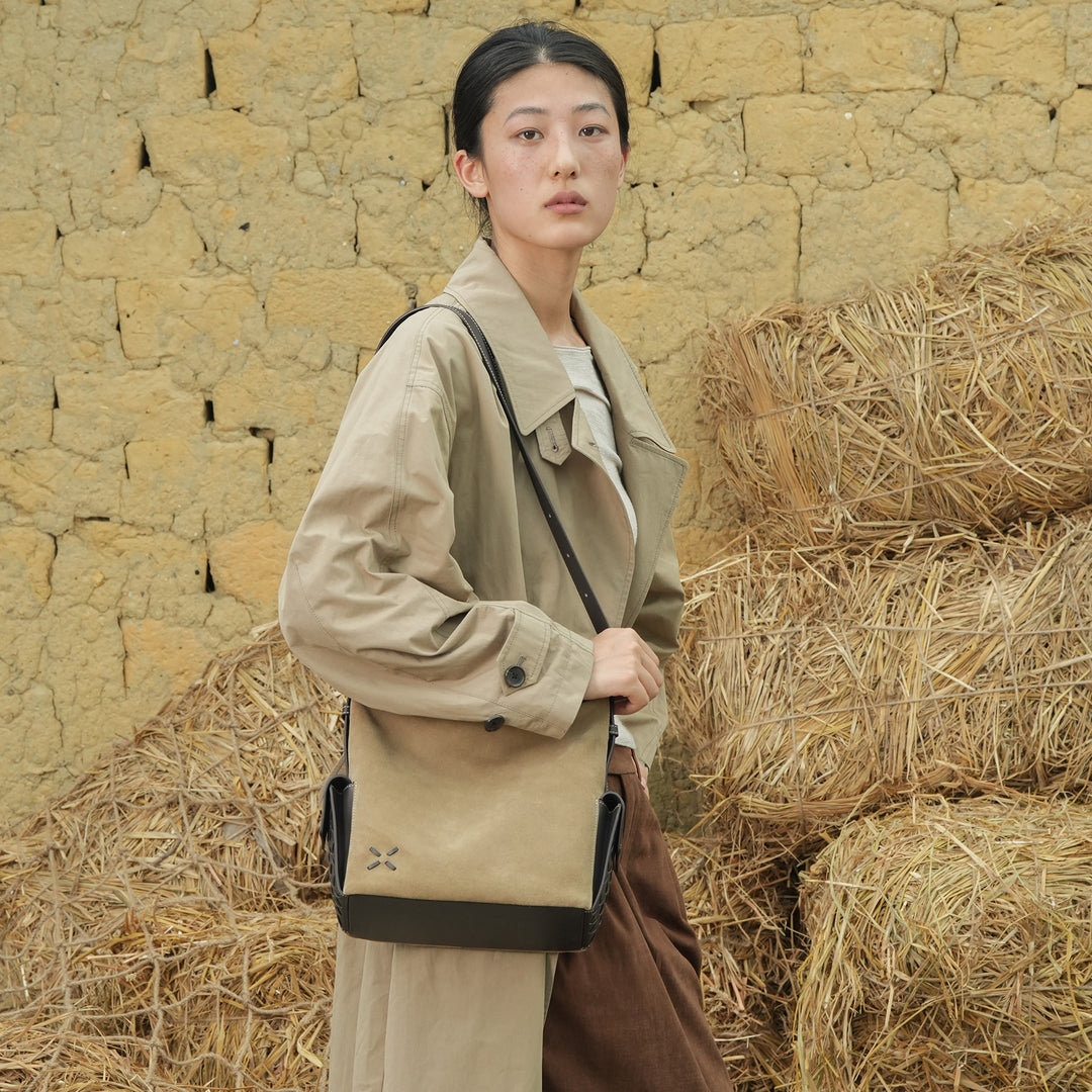 GIIM MII "Vientiane" Series Bucket bag, cowhide messenger bag, cross-body bag, commuter bag, large capacity soft bag