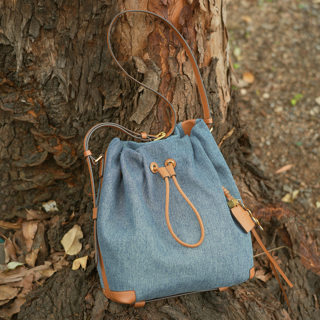 GIIM MII "Huo er " Series Bucket Bag large size denim