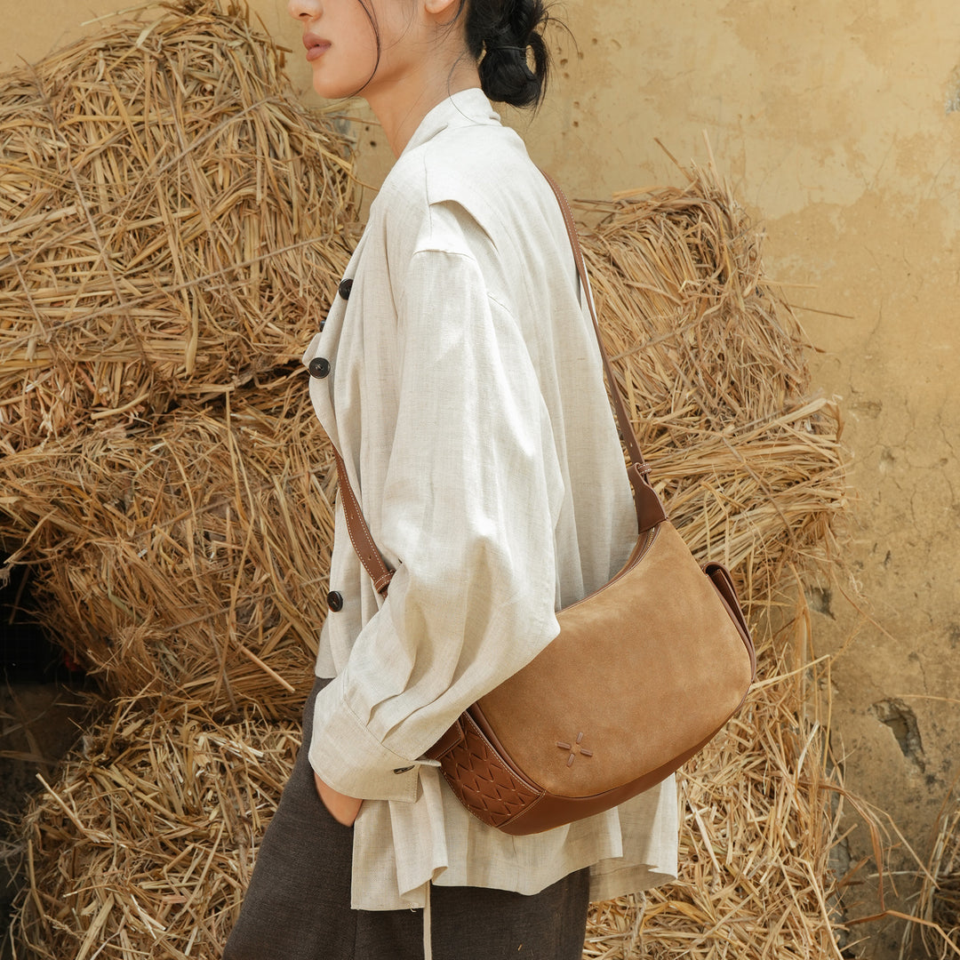 GIIM MII "Vientiane" SeriesHalf-moon bag, cowhide pillow bag single-shoulder cross-body bag  large-capacity soft bag