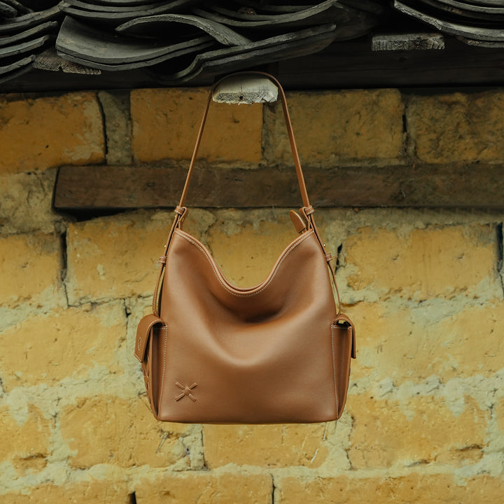GIIM MII "Vientiane" Series Bucket bag, cowhide messenger bag, cross-body bag, commuter bag, large capacity soft bag