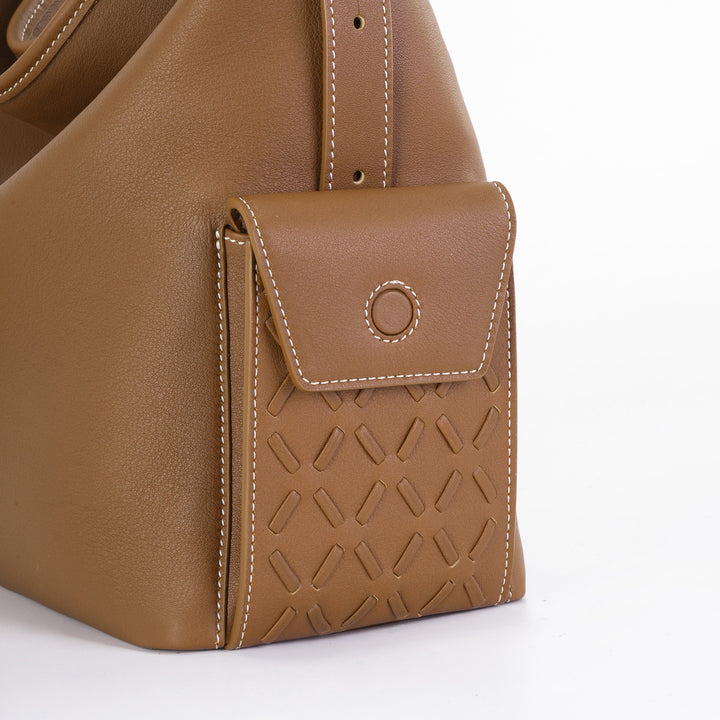 GIIM MII "Vientiane" Series Bucket bag, cowhide messenger bag, cross-body bag, commuter bag, large capacity soft bag